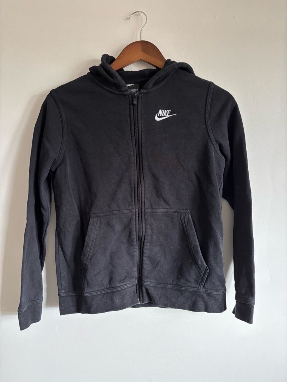 Youth Nike Black Hoodie with White Swoosh